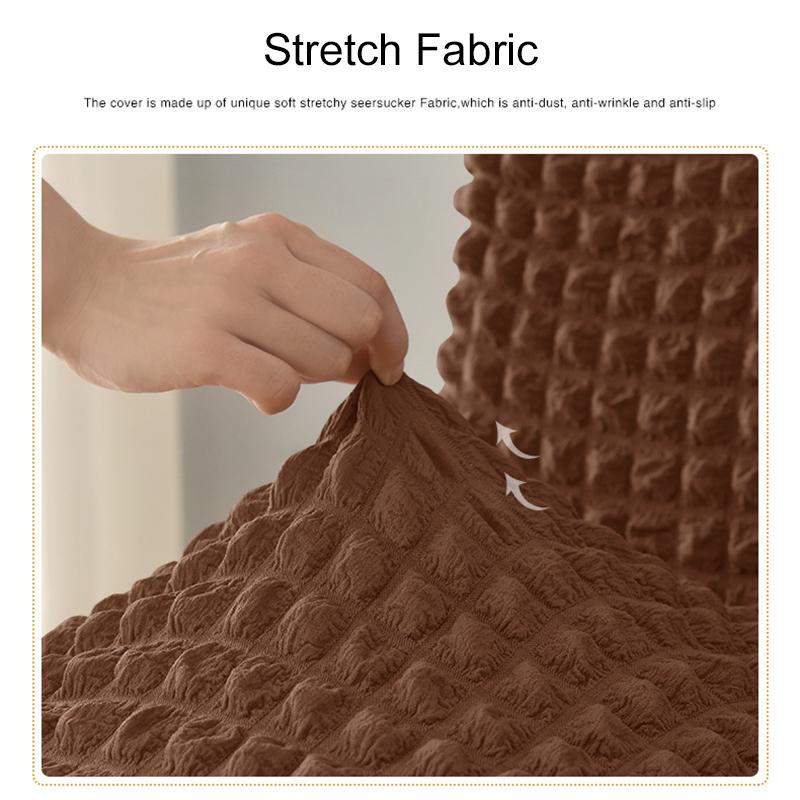 High Back Seersucker Chair Cover With Skirt Stretch Quality Chair Cover For Dining Room Wedding Hotel Banquet Washable Seat Case