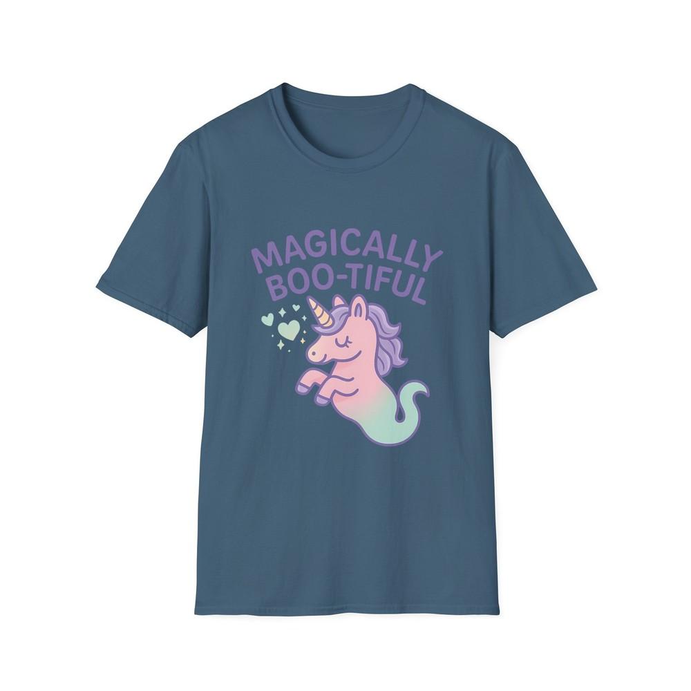 

Unisex Softstyle T-Shirt Magically Boo-tiful Ghost Unicorn Halloween Sparkle 3XL