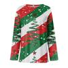 Women's Casual Christmas Tree Print Neck Long Sleeve Top with Side Slit Hem for Holiday