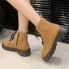 Fashion Lace Up Decoration Boots for Women Autumn Winter Korean Faux Suede High Top Ankle Boots Woman Zipper Platform Booties Mujer