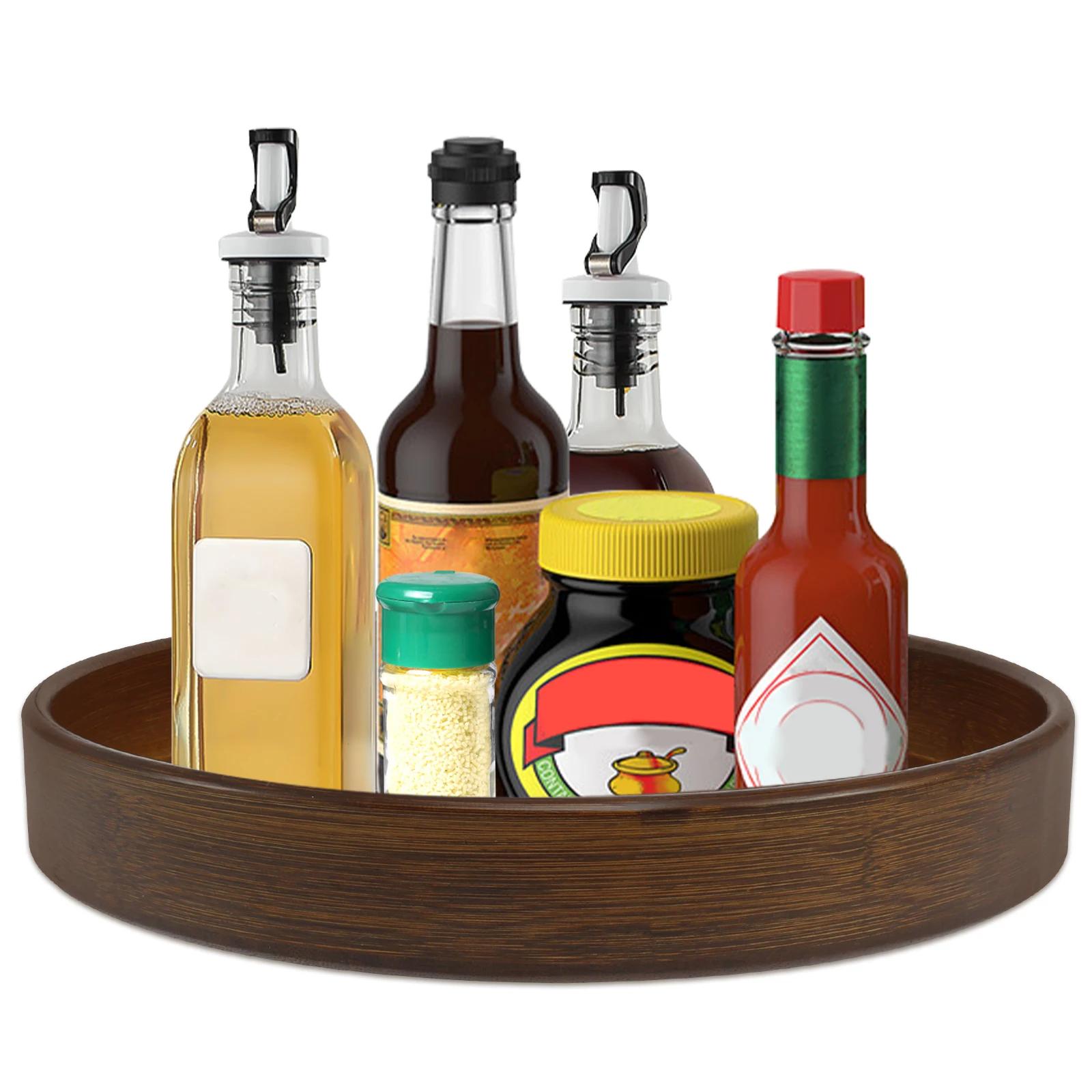 Wood Lazy Susan Organizer Round Lazy Susan Rotating Container for Cabinet Pantry Kitchen Countertop Refrigerator Spices Pantry коричневый