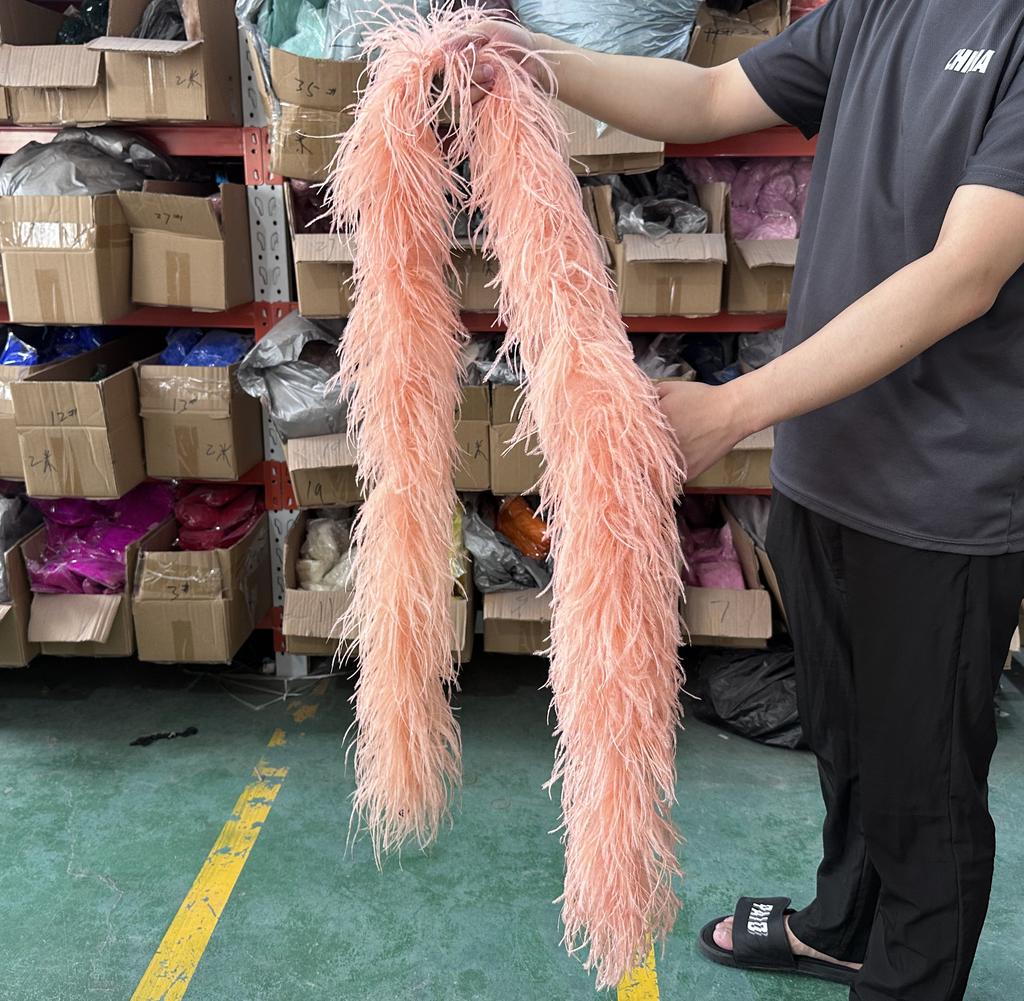 DIY 2M Blue Feathers Boa Ostrich Plumes Shawl 1/2/3/4/6Ply Wedding Drees Decoration Accessory Soft Fluffy Plume For Crafts White Boa