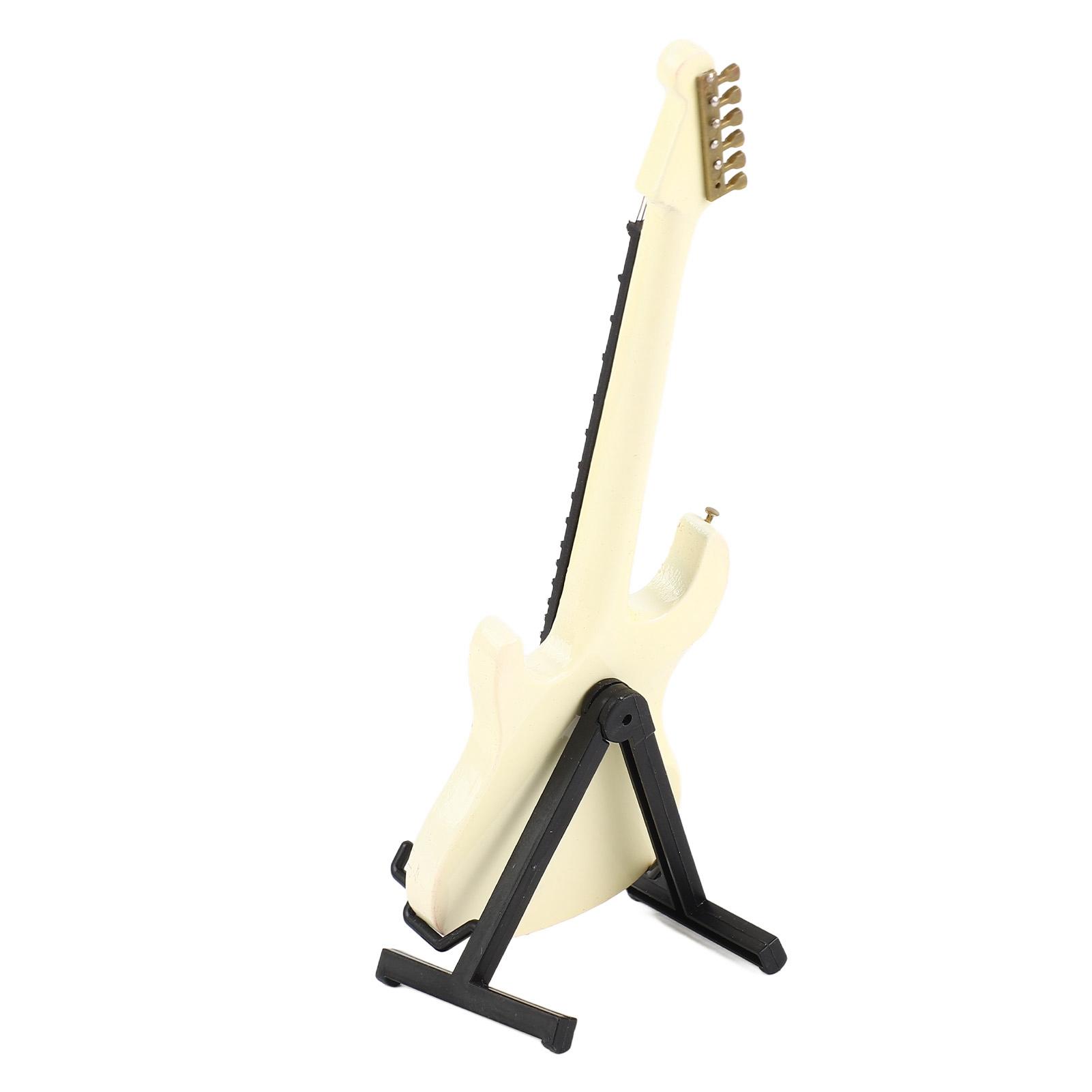

Мини-гитара Модель электрической бас-гитары с подставкой для домашнего кукольного домика Орнамент Белый
