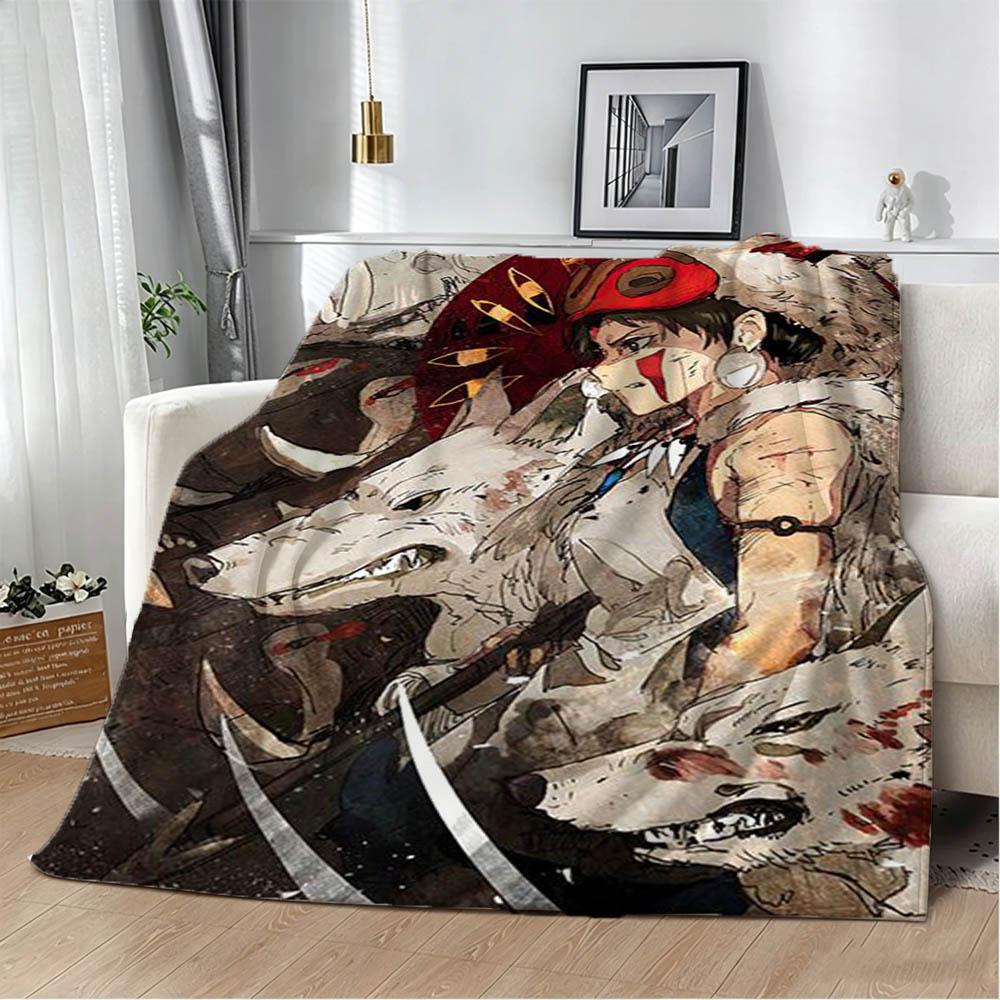 3D P-Princess Cartoon The M-MononokeE Flannel Blanket Soft Throw Blanket Art For Home Decor Bedroom Bed Sofa Picnic Kids Gifts