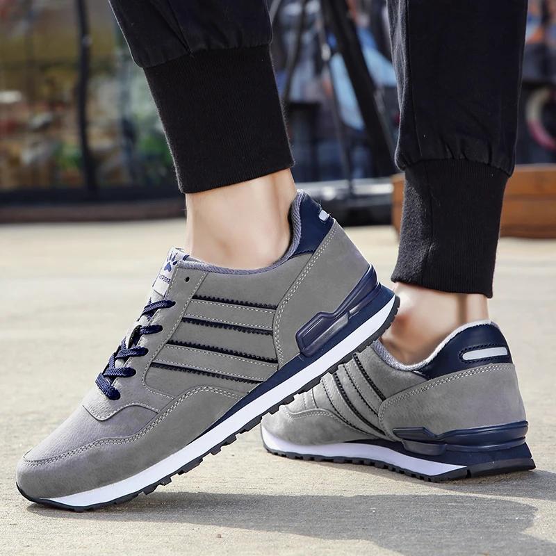 Fashion Running Shoes Athletic Shoes for Men Leather Causal Shoes Light Lace-Up Flats Breathable Sneakers Outdoors Mens Gym Shoe