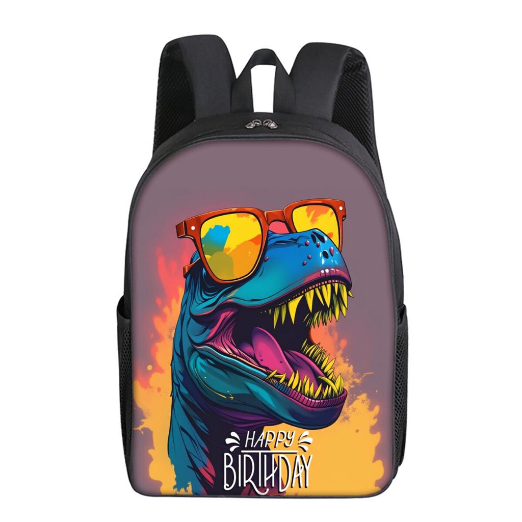Simple Style Dinosaur Print Single Layer Backpack for Boys/Girls Children Best Gifts 2D Flat Cartoon School Bags