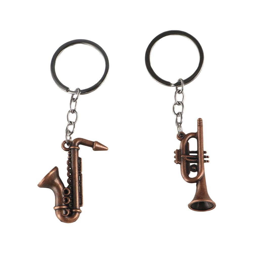 Saxophone Mini Instruments Keychain Key Holder Car Pendant Trend Metal Keyring  Gifts