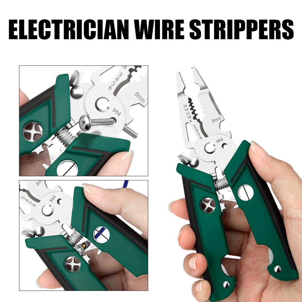 1Pcs Electrician Wire Crimper Peeler Pliers Cables Stripping Multipurpose Vanadium Steel Plier Labor-Saving Wire Cutting Tool
