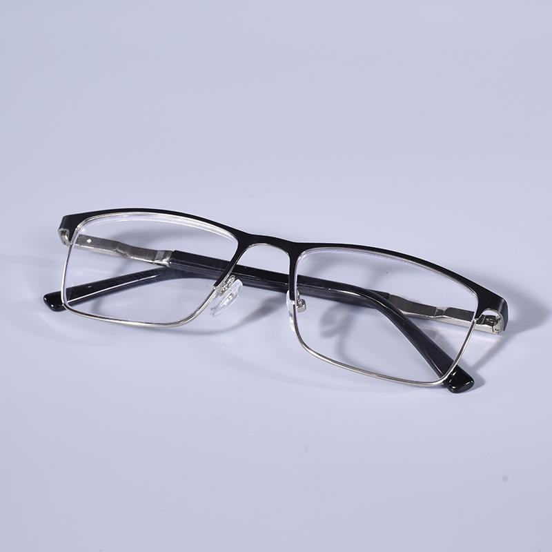 Anti Blue Light Men's Reading Presbyopia Glasses Metal Material Full Glasses Frame Business Eyeglasses For Men's Square Double Color Reading