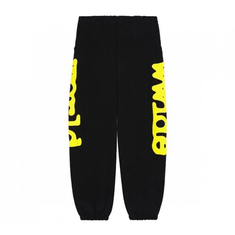Heavyweight Fleece Lined Sweatpants Men Streetwear Spider Web Print Casual Pants