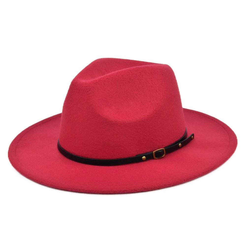 Retro Plush Jazz Multi Color Flat Big Brimmed Hat With Fashionable Personality