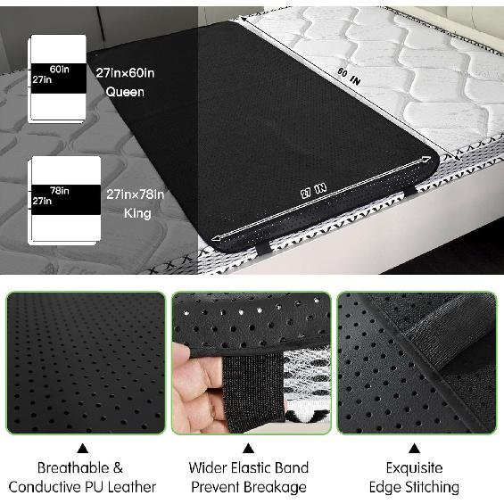 Grounding Mat for Bed, Earth Mat Grounding Pad for Queen Size Bed, Earth Connected Conductive Grounding Mat for Sleep, Energy, Pain Relief,