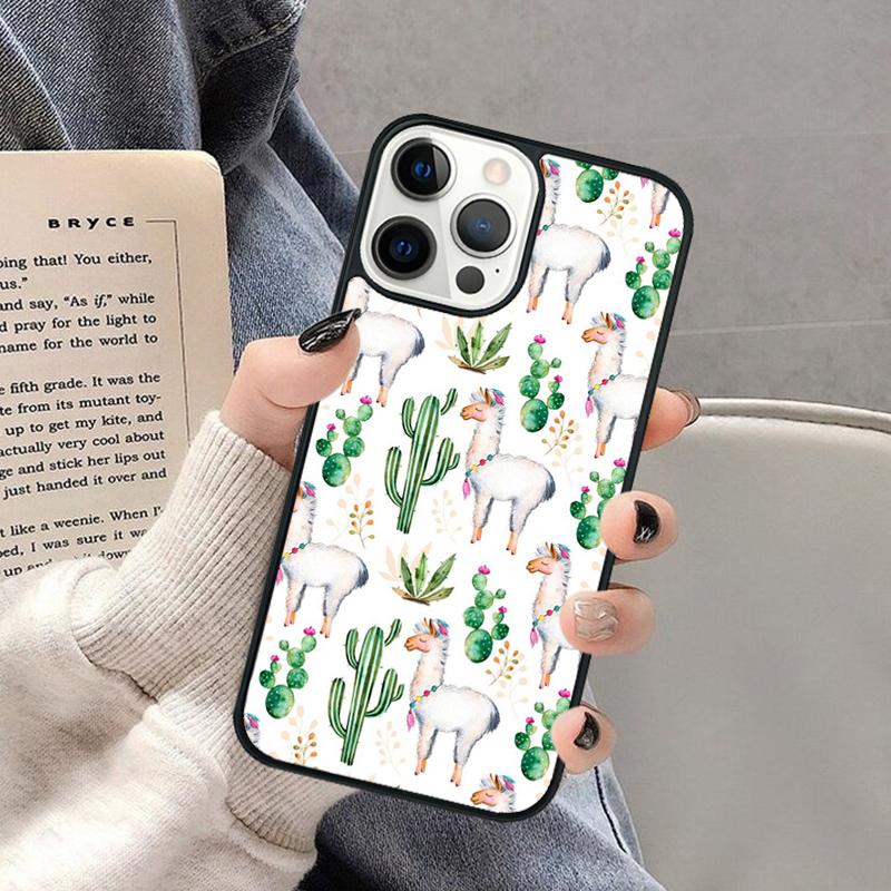 Kawaii Cute Llama Alpaca Phone Case for iPhone 17 Air 16 16e 15 Plus for Apple 13 11 12 14 Pro Max Cover coque Shell