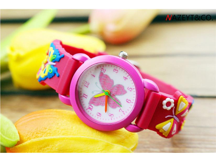 3D Kids' Quartz Butterfly Watch - Silicone Band for Elementary Students