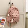 Fashion Bowknot Printed Women's Backpack Corduroy Large Capacity Students Backpack Travel Rucksack Women