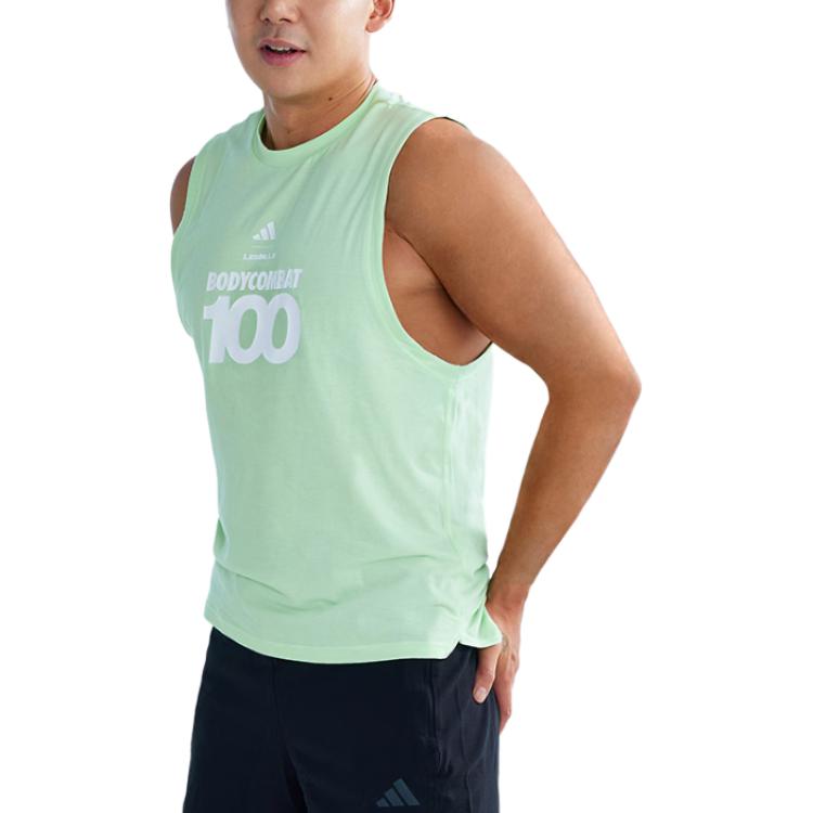 Adidas X Les Mills Collaboration Fw24 Round Neck Letter Number Comfortable Fashion Sleeveless Vest Unisex Tops Green JY3021