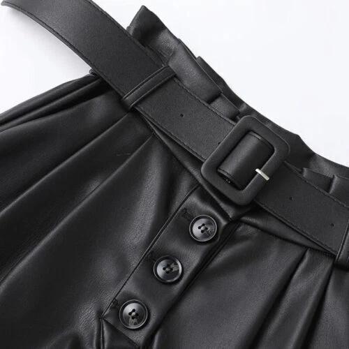 Festive Slim Fit Genuine Hot New Handmade Leather Shorts Women's High Waist Belt