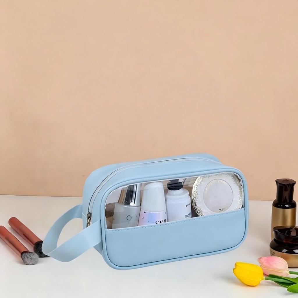 PVC Transparent Waterproof Travel Makeup and Toiletry Bag - Portable, Large Capacity Storage