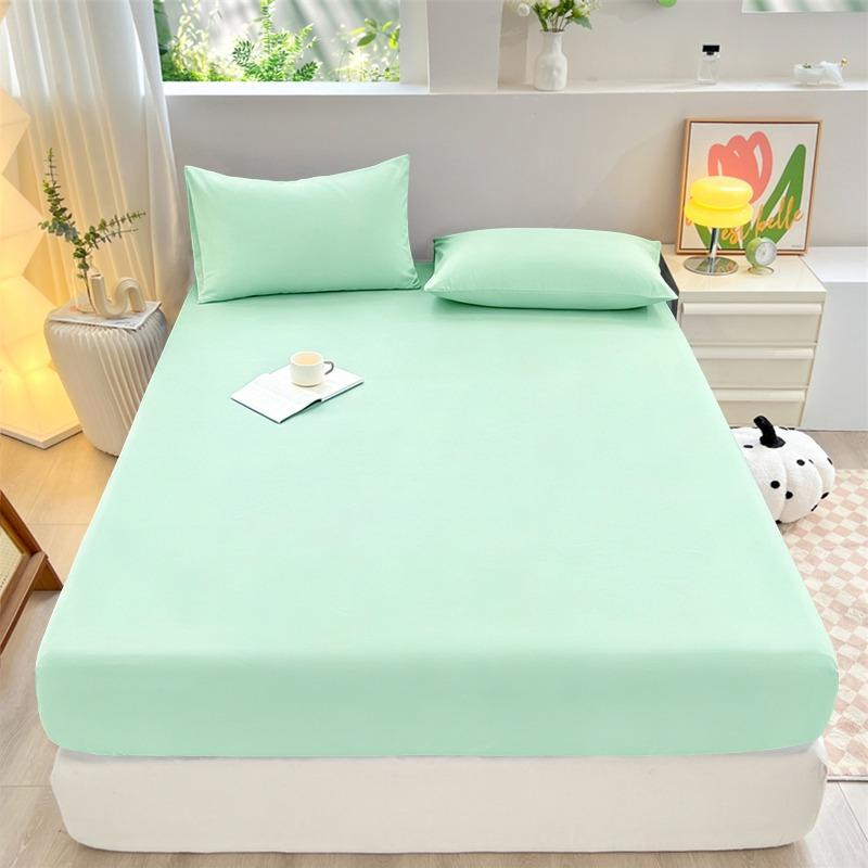 Solid Color Brushed Fitted Sheet Set Simple Mattress Protector Soft Breathable Bed Cover for Home Bedroom