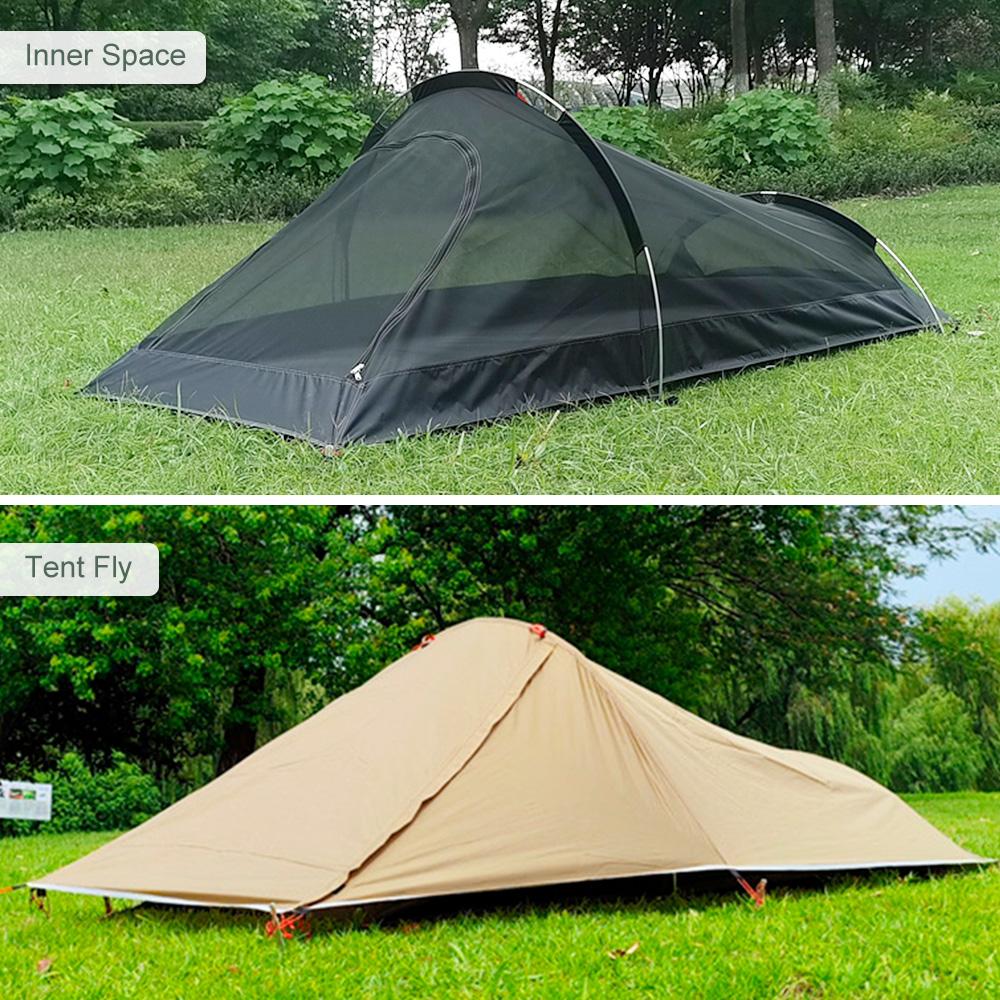 Ultralight Outdoor Camping Tent Single Person Tent Water Resistant Tent Aviation Aluminum Support Portable Sleeping Bag Tent
