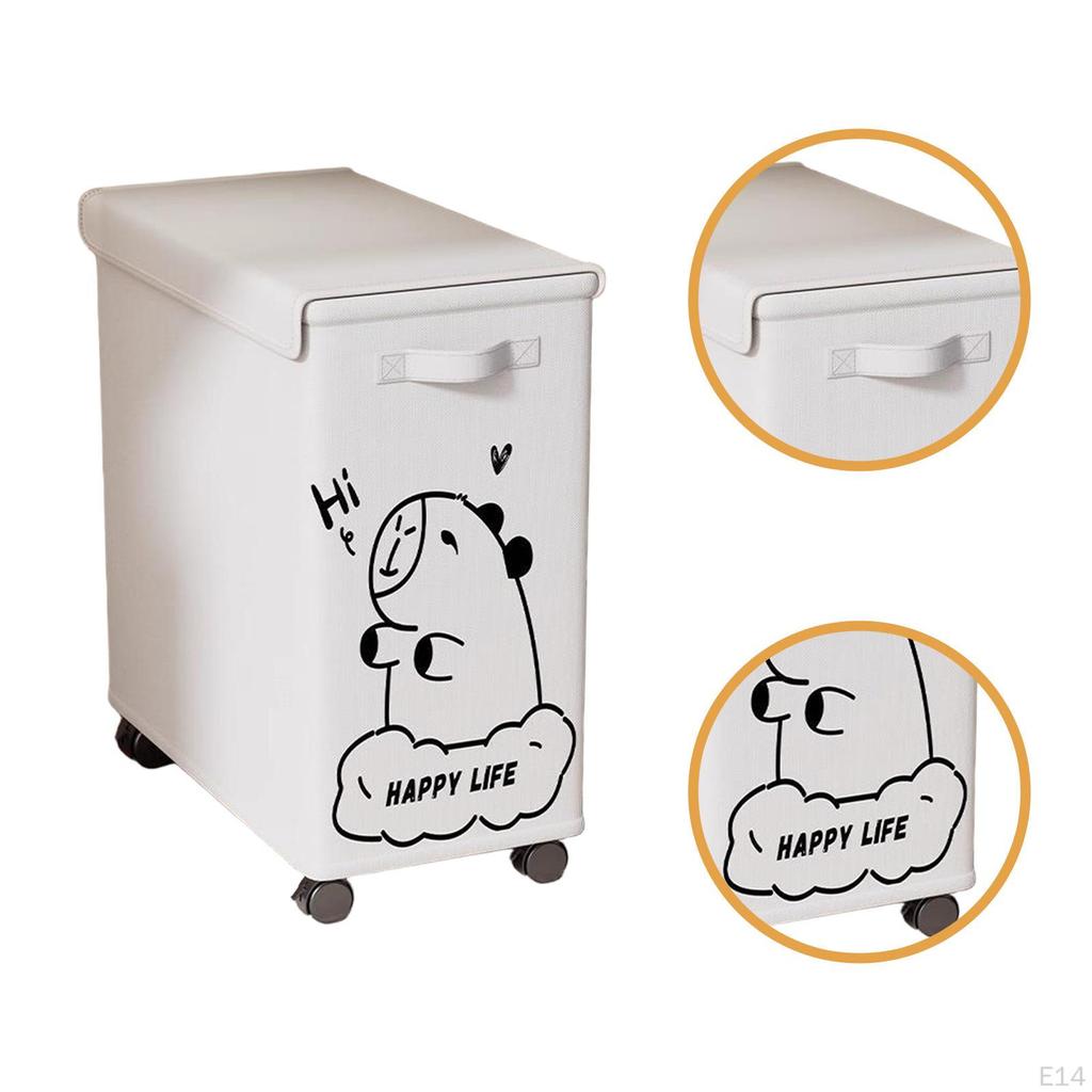 Laundry Basket with Wheels And Lid for Under The Desk, Storage Cafe,