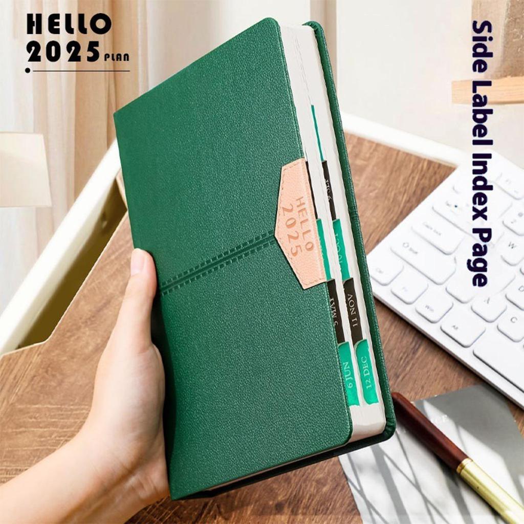 A5 Leather 2025 Business Schedule, Student Daily Planner, 365-day Record Book, Notepad, Memo, 200 Sheets, 400 Pages