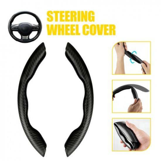 2X For Mercedes-Benz Carbon Car Fiber Steering Wheel Cover Non-slip Accessories