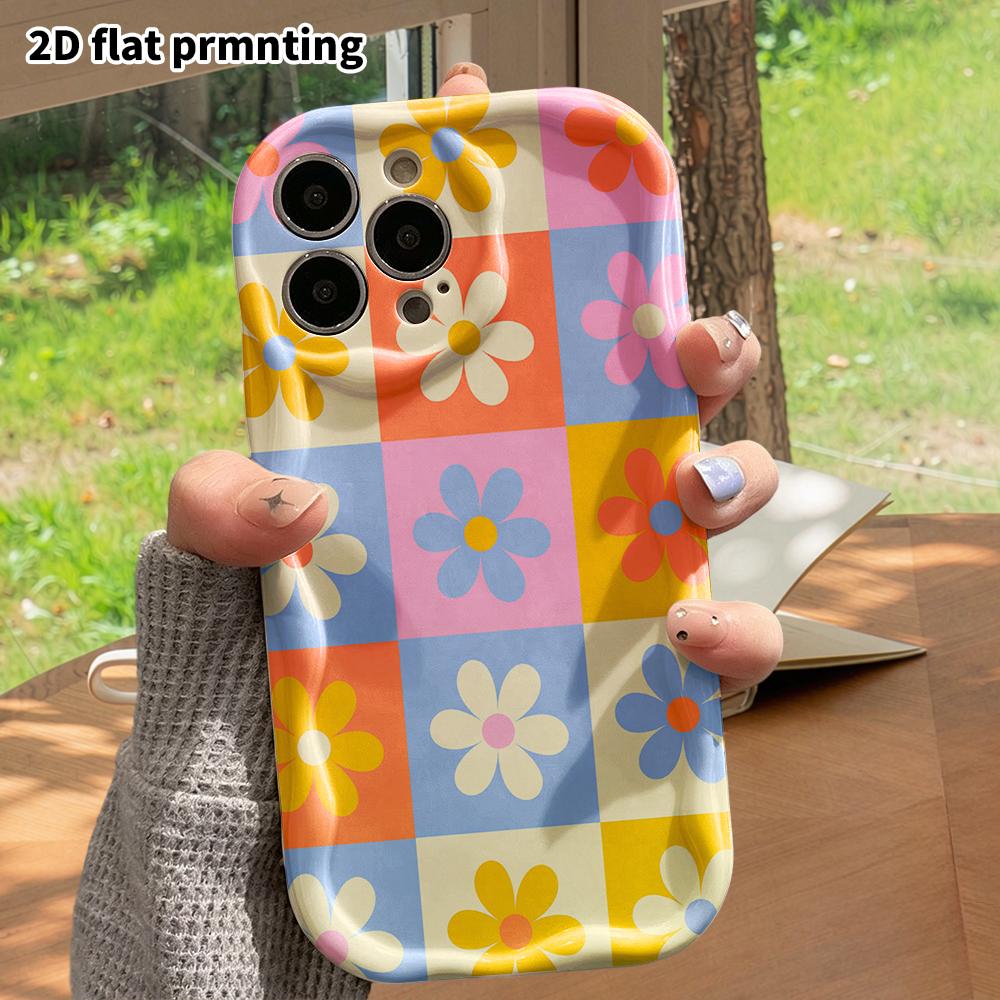 Phone Case: 2D Flat, Suitable for iPhone 18 17 16 15 14 13 12 Pro Protective Case, Phone Decoration, Small Daisy Flat Pattern, Halloween and Christmas