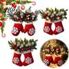 Reusable Holiday Ornaments Christmas Mitten Door Hanger, Red White Glove Ornament with Pine Cone Berries, Decorative Berry Fabric Wall Decor for Front