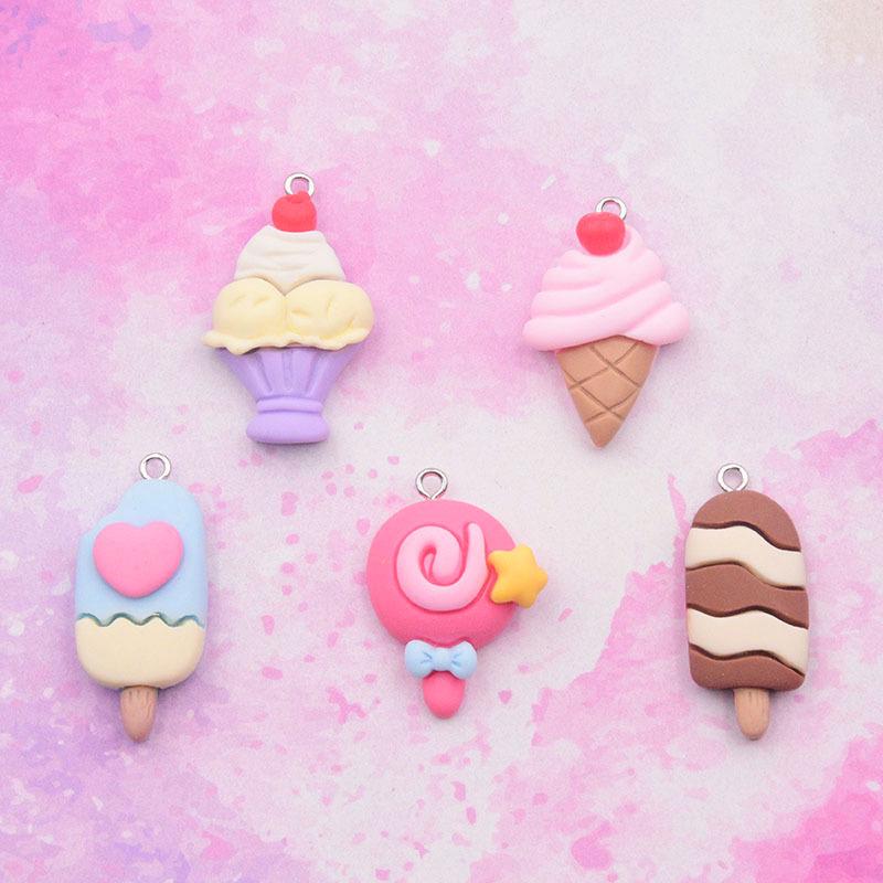 Strawberry Ice Cream Popsicle Earrings & Keychain Pendants - DIY Jewelry Accessories