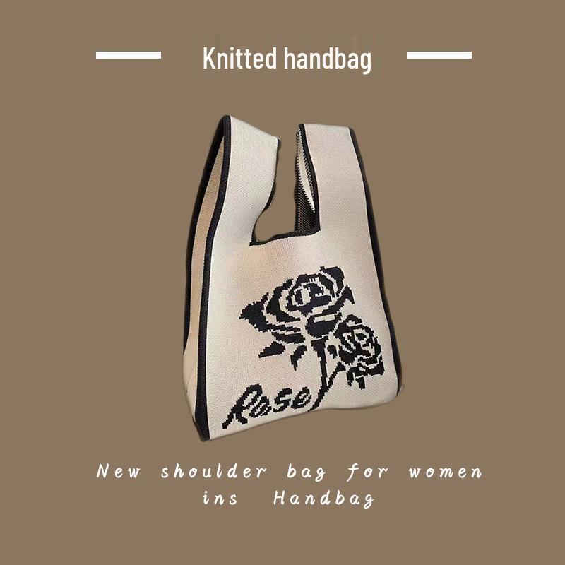 Trendy Women's Knitted Wool Bucket Handbag - Casual Tote & Lunch Box Bag