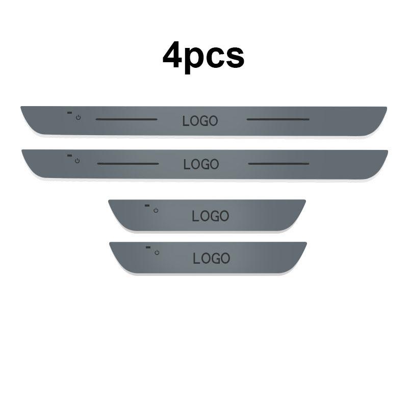 Customized Car Door Sill Light Threshold Lamp Logo Projector Lamp Power Moving LED Welcome Plate Pedal Light Protect Car Doors
