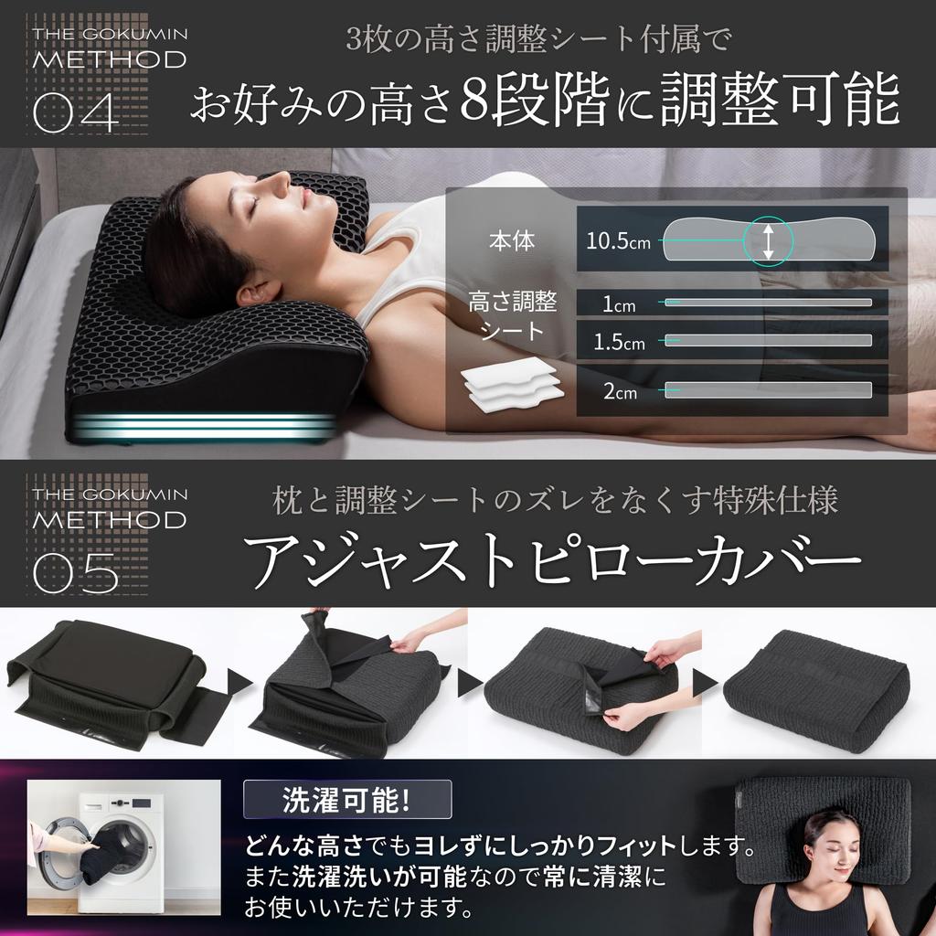 GOKUMIN Memory Foam Pillow [Gel and Memory Foam Hybrid Pillow] Height Adjustable, Neck Pain Relief, Suitable for Side and Back Sleepers, Soft,