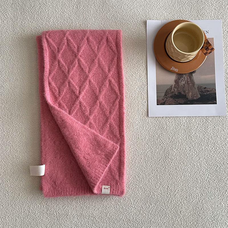 Holiday Gift Luxury Women'S Scarf Autumn/Winter  Collection Solid Color Korean Knitted Scarf Warm Shawl Fashion