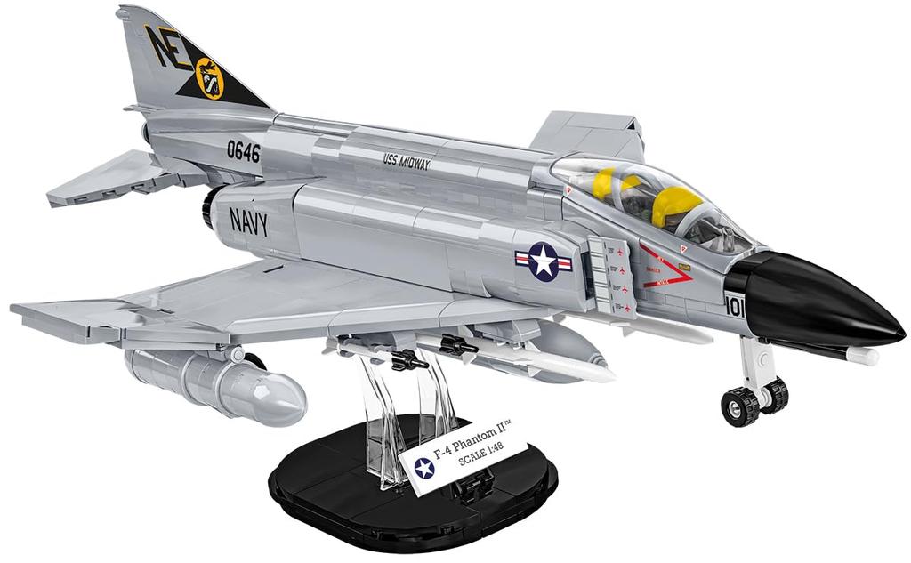 COBI Building Blocks Toy: U.S. Air Force F-4 Phantom II Fighter Plane At Midway, 1/48 Scale, 703 Pieces, Compatible with Lego [MADE IN EU], 5897