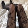 New Hollow Lace Mesh Stockings with Bottom Pantyhose Lolita Retro Floral Vine White Black Stockings for Women