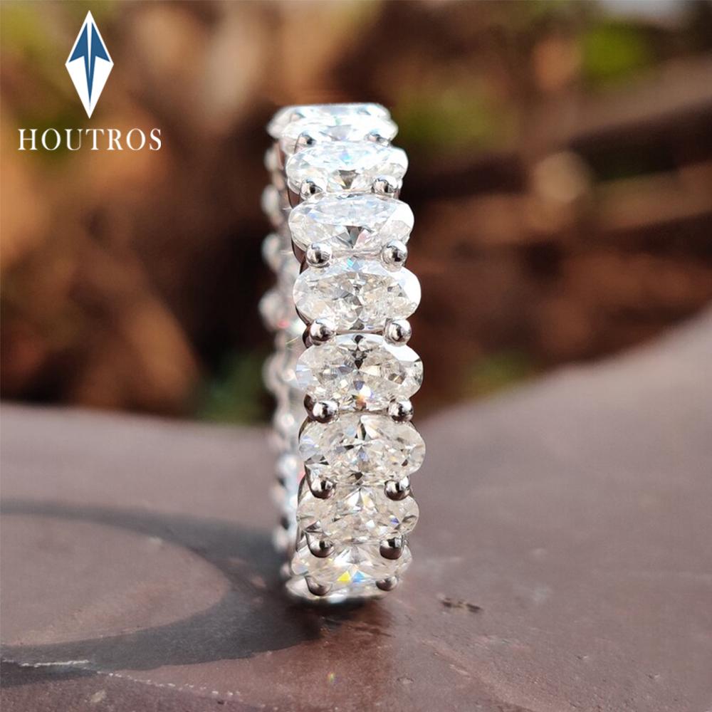 3x5mm Oval Cut Moissanite Eternity Ring for Women CopperStackable Band Engagement Wedding Ring Anniversary Jewelry