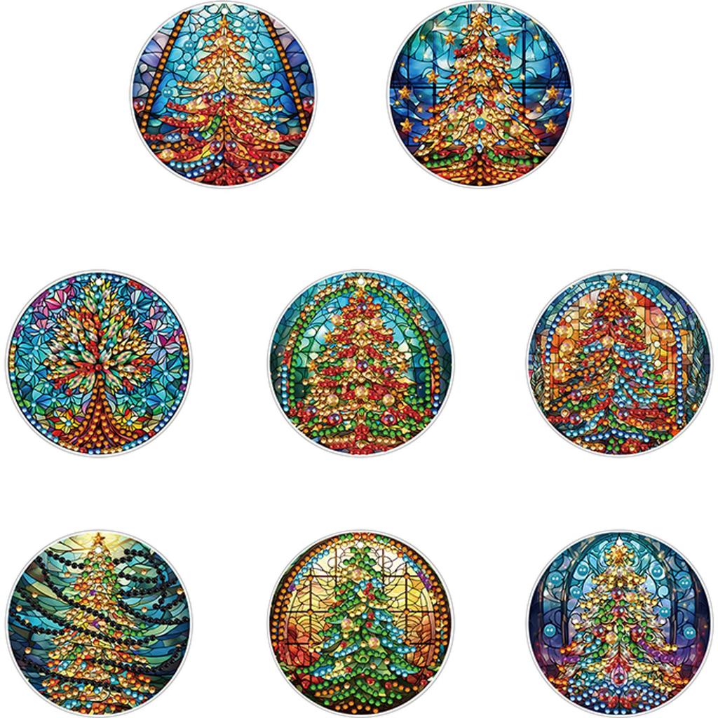 8 PCS Crystal Hanging Home Wall Decor Graceful Butterfly Acrylic Christmas Tree Single-Sided Wreath Elk for Xmas Tree Wall Decor