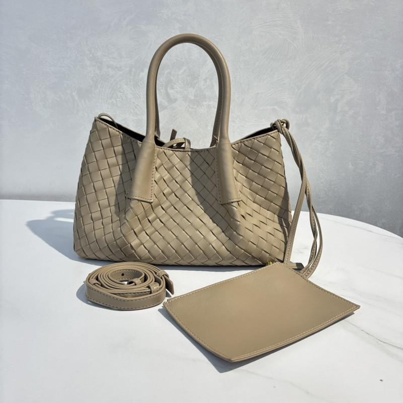 Genuine Leather Woven Tote Bag Women Large Small Size Crossbody Handheld Shoulder With Magnet