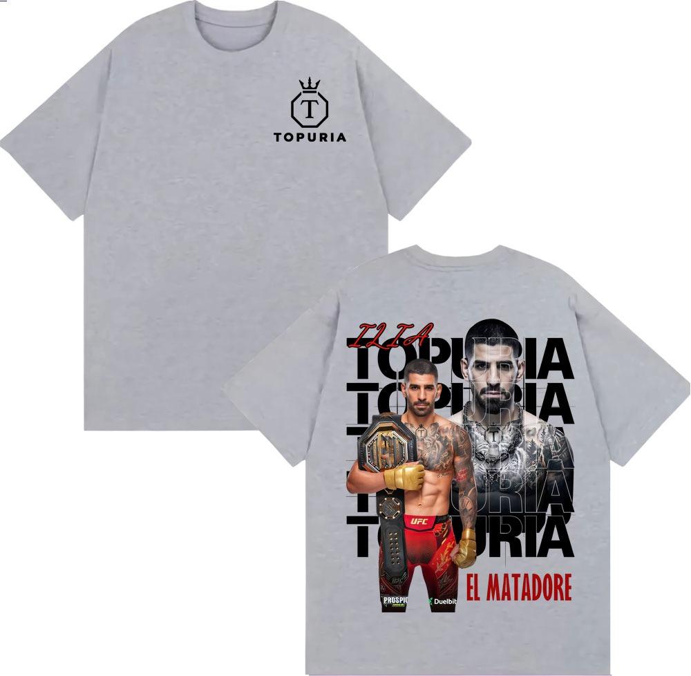 Limited Ilia Topuria El Matador Retro Graphic Tshirts For Unisex Harajuku Cool Oversized T Shirt Unisex Cotton Oversized Tshirt