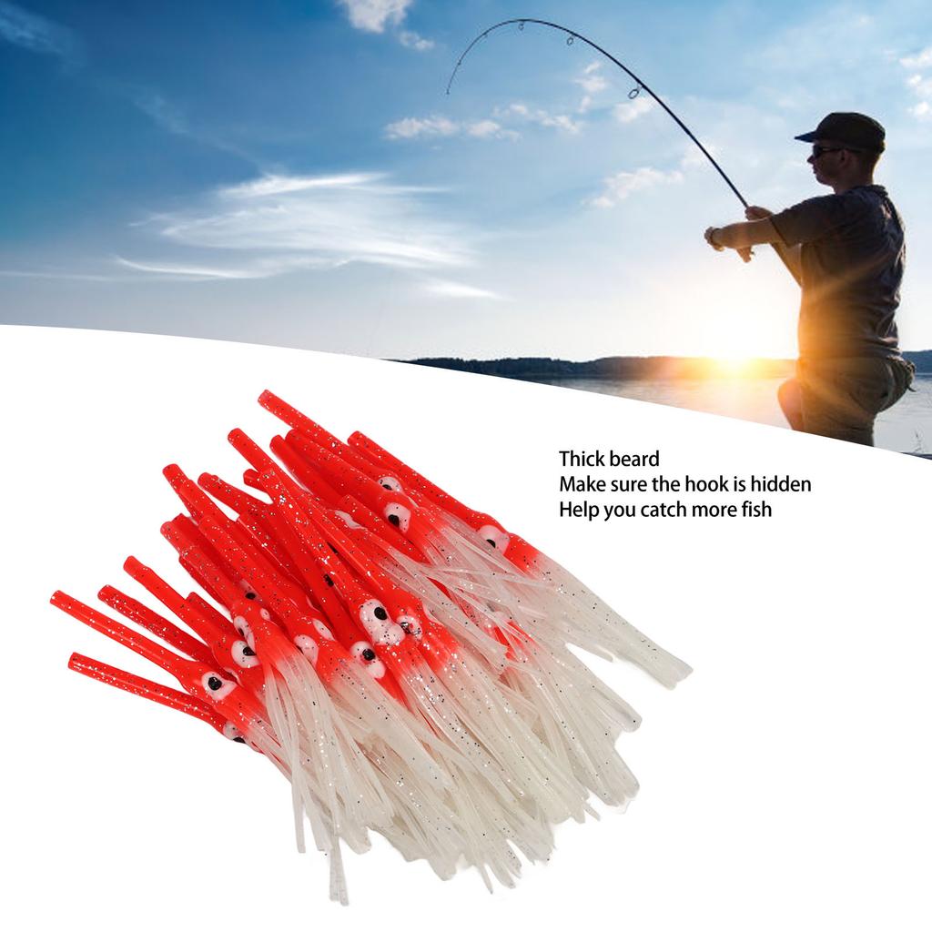 30pcs Luminous Squid Skirts Soft Artificial   Luminous Bait for Saltwater Freshwater
