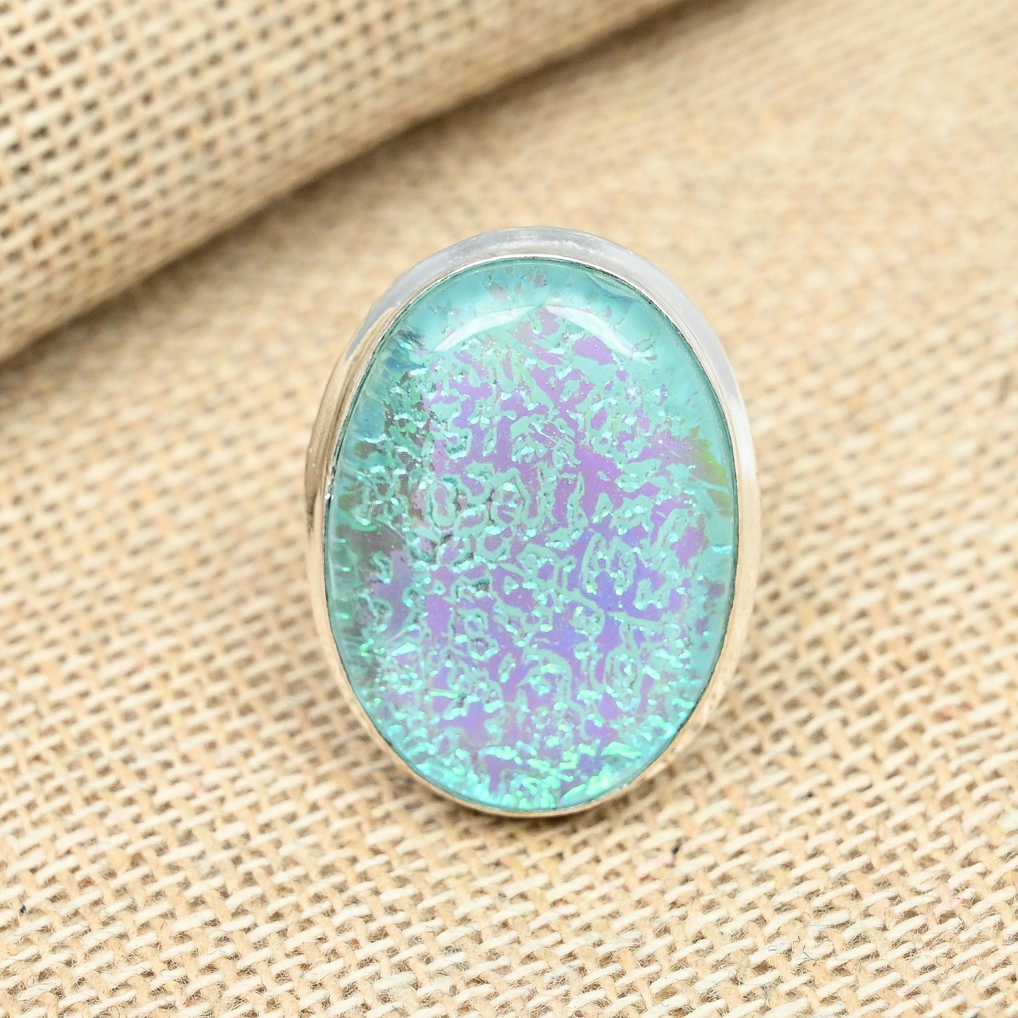 

Уникальное ювелирное кольцо ручной работы из стерлингового серебра 925 пробы с синим австралийским тройным опалом и драгоценным камнем для нее 8