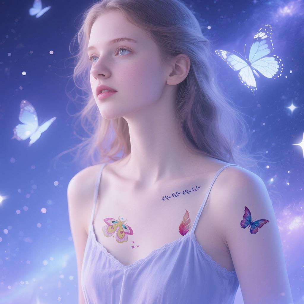 New Colored Butterfly Ins Style Tattoo Stickers Waterproof Arm Advanced Stage Performance Makeup Face