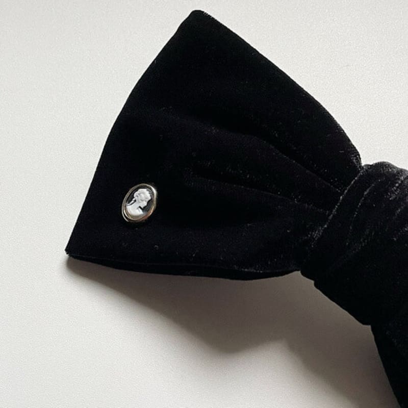 Oar Samt Große Schleife Haarspange [Schwarz]