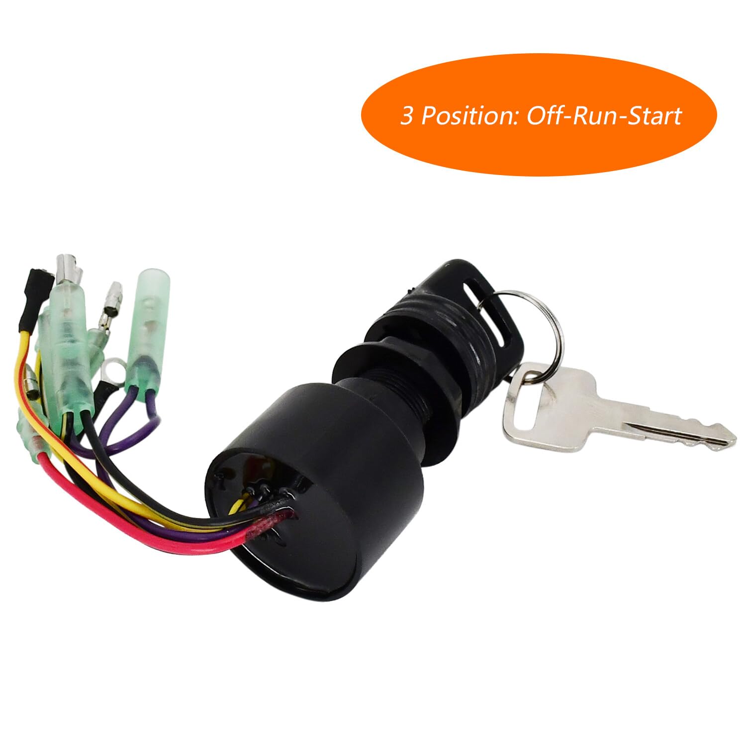 Boat Ignition Switch with Key 87-17009A2 87-17009A5 Compatible with Mercury Marine Outboard Motors Control Box, 6 Wire 3 Position Off-Run-Start with