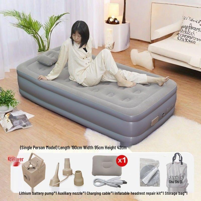 Portable Double Air Mattress: Automatic Inflatable Bed for Outdoor Camping and Travel