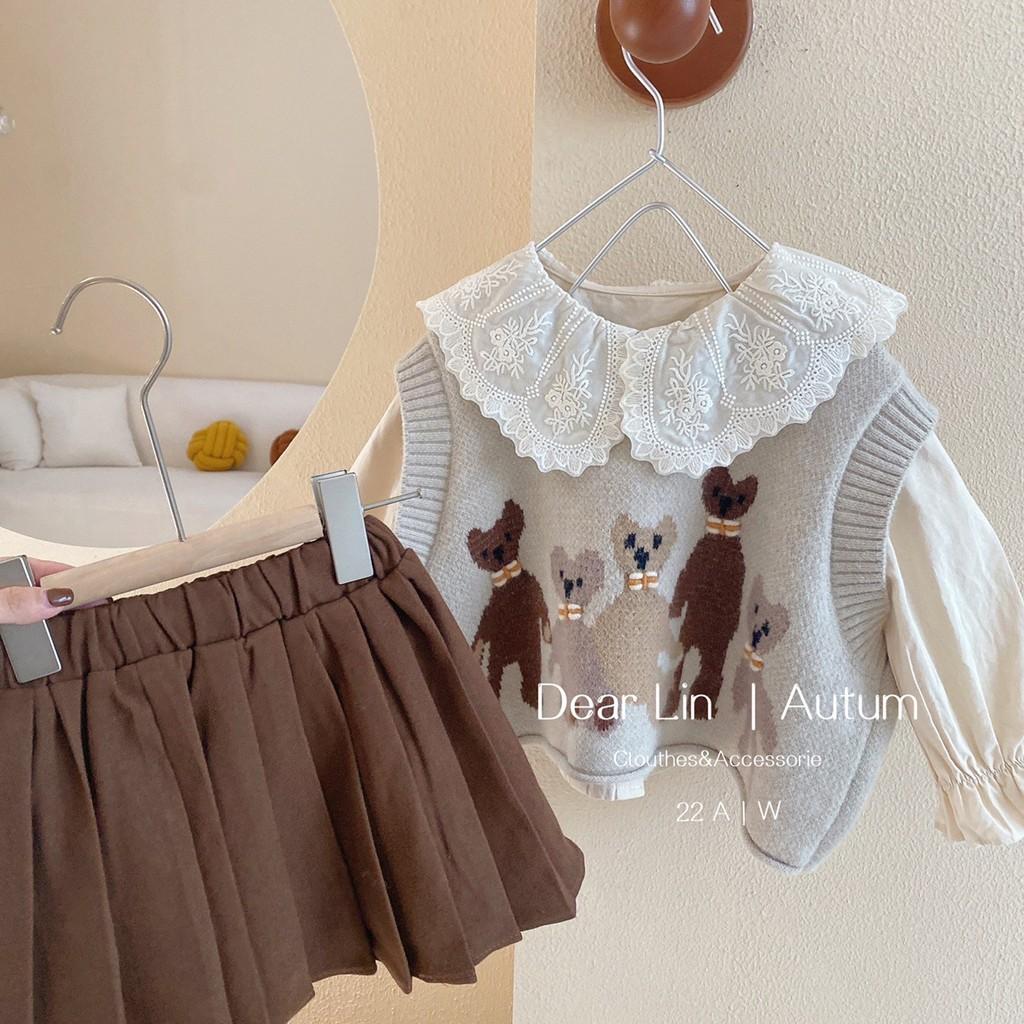 

Adorable Girls Three Piece Set Stylish Autumn Winter Children Knitted Vest Outfit StyleF,130