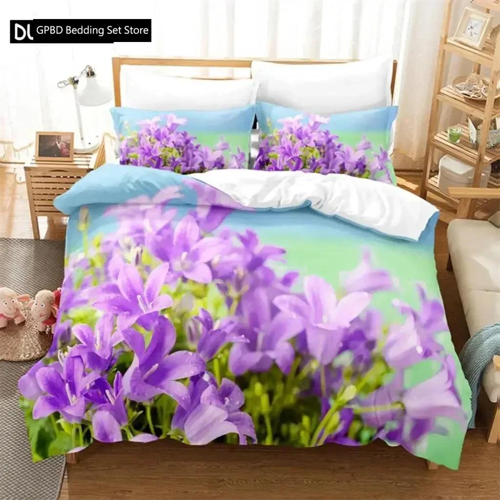 

Comforter Purple Flowers Queen Bedding Set For Bedroom Soft Modern S Comefortable Kids And Comforter (quilt)-EU Single(135*200cm)3pcs
