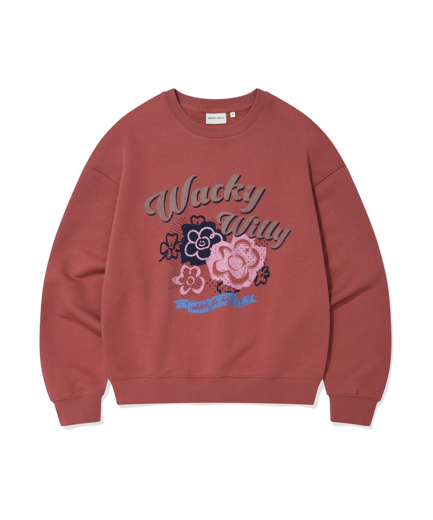 WACKY WILLY Women'S Vintage Graphic Sweatshirt Deep Red