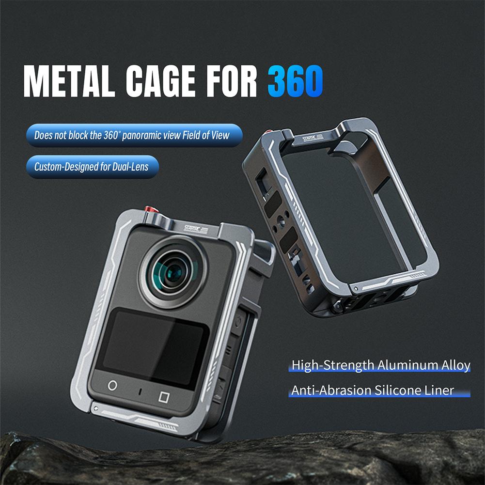 Rabbit Cage Secure Protection Frame with Cold Shoe Mount Rabbit Cage Protective Frame for DJI OSMO 360 Panoramic Action Camera